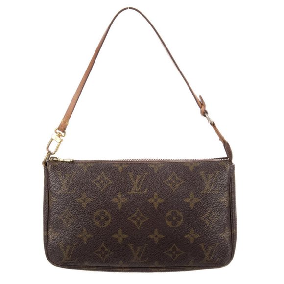 Louis Vuitton LV Monogram Pochette Brown Leather Gold Hardware Leather Strap - Picture 1 of 6